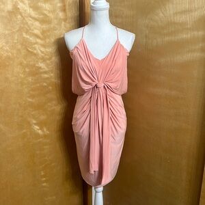 NWT Misa Los Angeles Light Pink Domino Tie Front Midi Dress S
